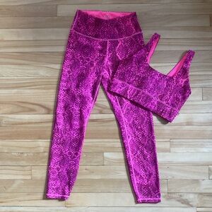 IVL COLLECTIVE SET pink snake print workout leggings and top, size s/m